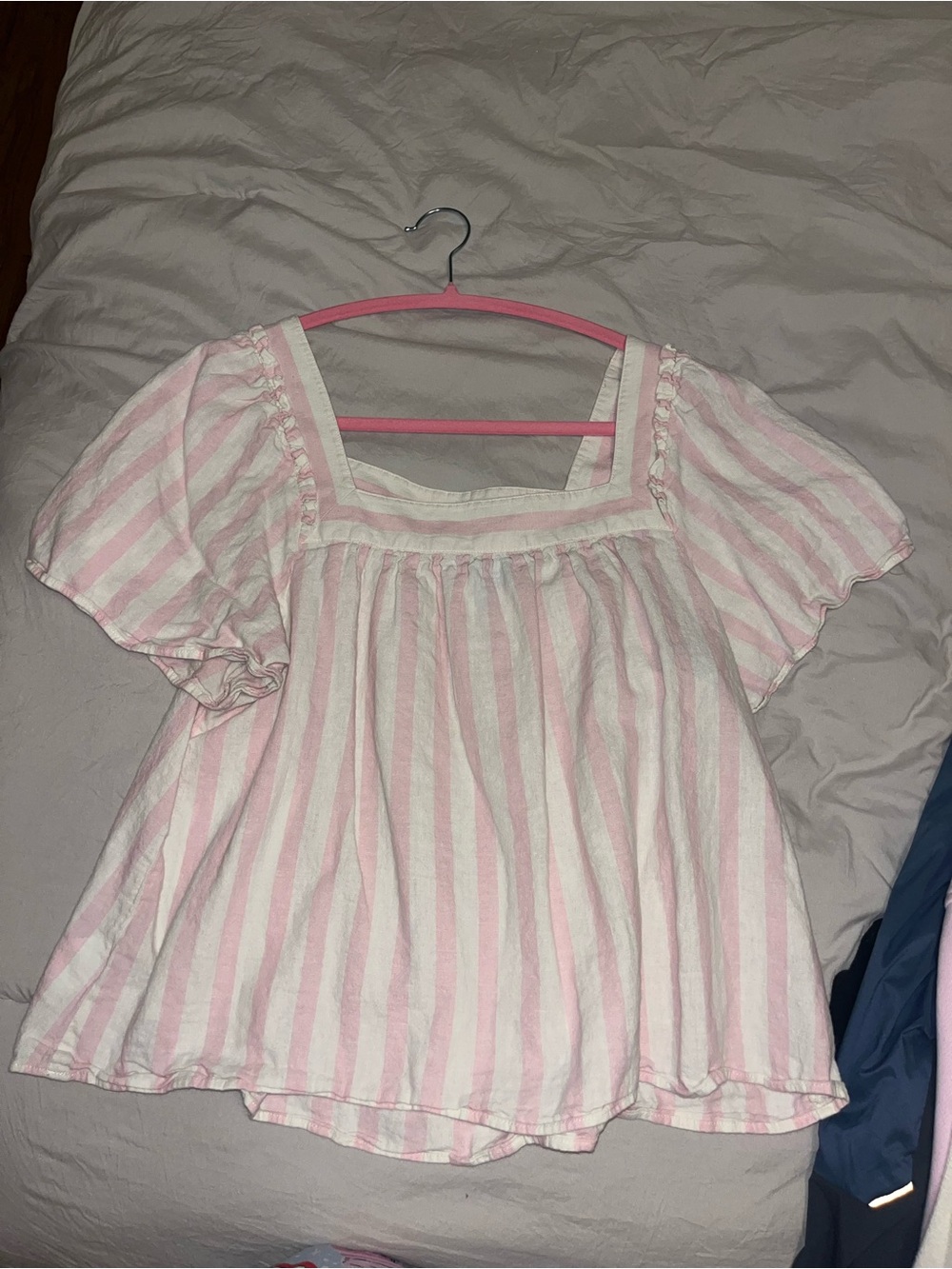 Draper James Pink and White Striped Square-Neck Top